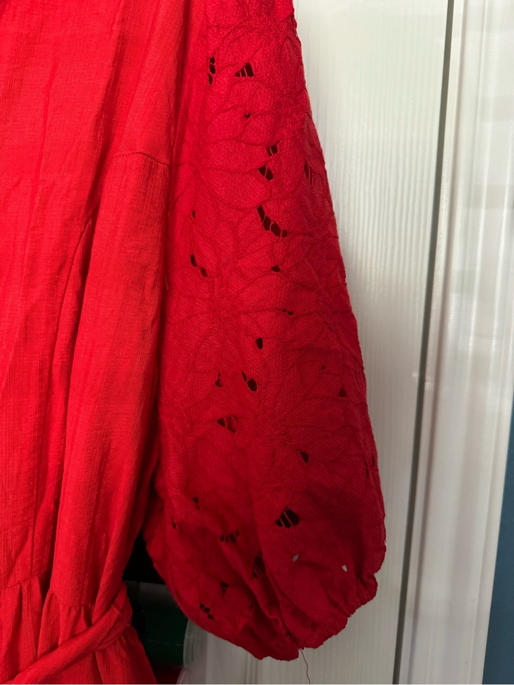 Jealous Tomato Red Tiered Button-Front Maxi Dress with Tie Waist - Picture 4 of 5